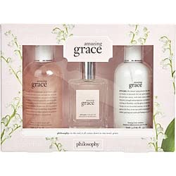 philosophy amazing grace, edt spray 2 oz & body emulsion 8 oz & shampoo, bath & shower gel 8 oz