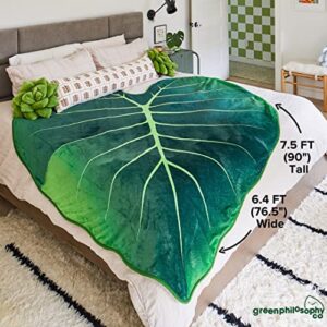 Green Philosophy Co.Giant Leaf Shape Blanket Monstera Throw Soft Cozy Breathable Lightweight and Decorative Leaves Design Gift for Plant Lovers (Regal Shield Alocasia)