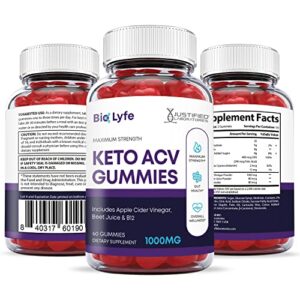 Justified Laboratories Bio Lyfe Keto ACV Gummies 1000MG with Pomegranate Juice Beet Root B12 60 Gummys