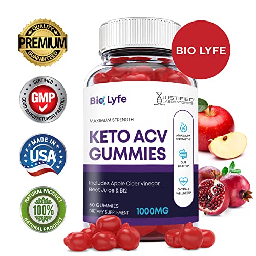 Justified Laboratories Bio Lyfe Keto ACV Gummies 1000MG with Pomegranate Juice Beet Root B12 60 Gummys