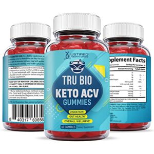 Justified Laboratories (3 Pack) Tru Bio Keto Gummies 1000MG ACV with Pomegranate Juice Beet Root B12 180 Gummys