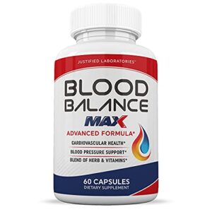 Justified Laboratories Blood Balance Max 1295MG Formula All Natural Supplement Pills 60 Capsules