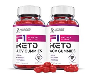 justified laboratories (2 pack) f1 keto acv gummies 1000mg with pomegranate juice beet root b12 120 ketos gummys