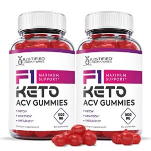 Justified Laboratories (2 Pack) F1 Keto ACV Gummies 1000MG with Pomegranate Juice Beet Root B12 120 Ketos Gummys