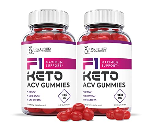 Justified Laboratories (2 Pack) F1 Keto ACV Gummies 1000MG with Pomegranate Juice Beet Root B12 120 Ketos Gummys