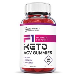 Justified Laboratories (2 Pack) F1 Keto ACV Gummies 1000MG with Pomegranate Juice Beet Root B12 120 Ketos Gummys