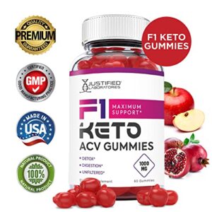 Justified Laboratories (2 Pack) F1 Keto ACV Gummies 1000MG with Pomegranate Juice Beet Root B12 120 Ketos Gummys