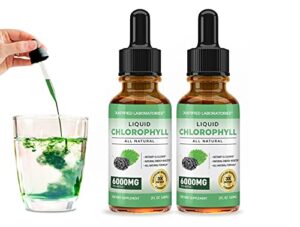 liquid chlorophyll drops maximum strength 6000mg concentrate packed antioxidants minerals and vitamins 120 servings per bottle (2 bottles)