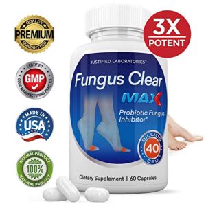 Justified Laboratories (3 Pack) Fungus Clear Max Pills 40 Billion CFU Probiotic Supports Strong Healthy Natural Clear Nails 180 Capsules