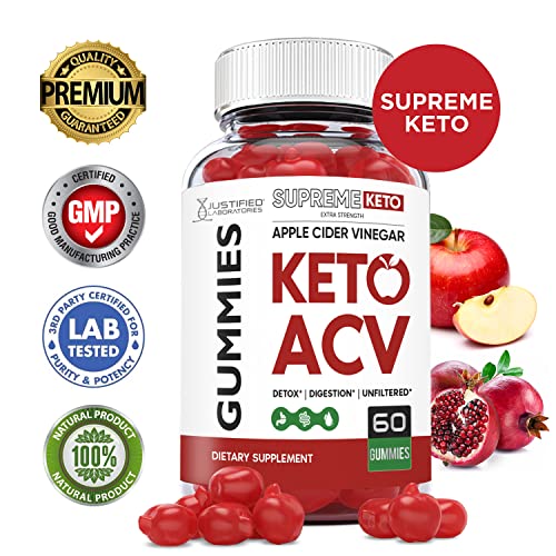 Justified Laboratories (3 Pack) Supreme Keto ACV Gummies 1000MG with Pomegranate Juice Beet Root B12 180 Gummys