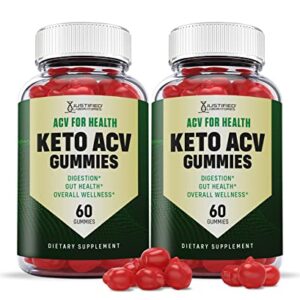 Justified Laboratories (2 Pack) ACV for Heath Keto ACV Gummies 1000MG with Pomegranate Juice Beet Root B12 120 Gummys