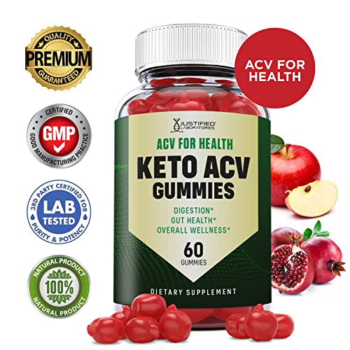 Justified Laboratories (2 Pack) ACV for Heath Keto ACV Gummies 1000MG with Pomegranate Juice Beet Root B12 120 Gummys