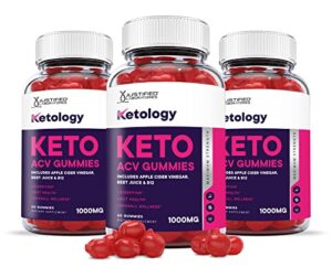 justified laboratories (3 pack) ketology keto acv gummies 1000mg with pomegranate juice beet root b12 180 gummys