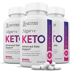 Justified Laboratories (3 Pack) Algarve Keto ACV Pills 1275MG Formulated with Apple Cider Vinegar Keto Support Blend 180 Capsules