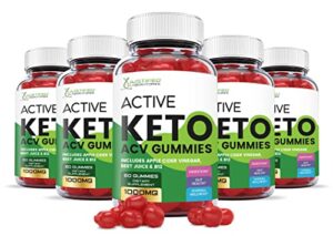 justified laboratories (5 pack) active keto acv gummies 1000mg with pomegranate juice beet root b12 300 gummys