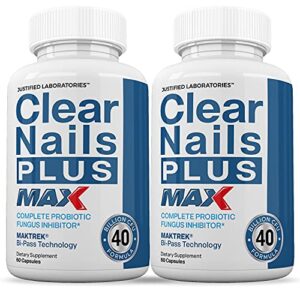 (2 pack) clear nails plus max pills 40 billion cfu probiotic supports strong healthy hair skin nails 120 capsules