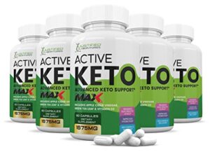 justified laboratories (5 pack) active keto acv max pills 1675 mg formulated with apple cider vinegar keto support blend 300 capsules