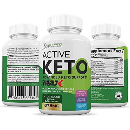 Justified Laboratories (5 Pack) Active Keto ACV Max Pills 1675 MG Formulated with Apple Cider Vinegar Keto Support Blend 300 Capsules