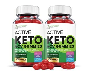 justified laboratories (2 pack) active keto acv gummies 1000mg with pomegranate juice beet root b12 120 gummys