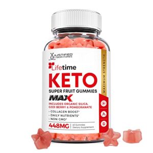 justified laboratories lifetime keto max gummies 448mg contains organic bamboo acai berry with pomegranate juice 60 gummys