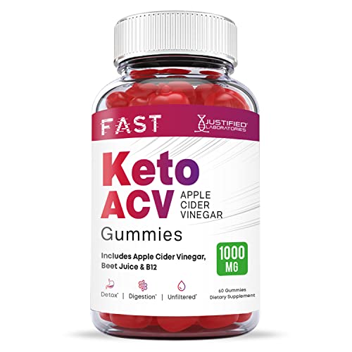 Justified Laboratories (2 Pack) Fast Keto ACV Gummies 1000MG with Pomegranate Juice Beet Root B12 120 Gummys