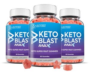(3 pack) keto blast max gummies collagen booster contains organic silica bamboo acai berry with pomegranate juice 180 gummys