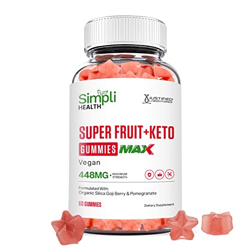 Simpli Health Keto Super Fruit Max Gummies Collagen Booster Contains Organic Silica Bamboo Acai Berry with Pomegranate Juice 60 Gummys