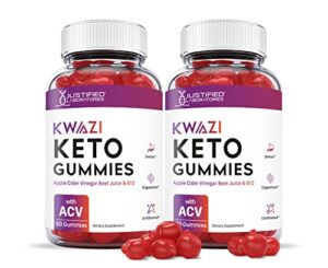 justified laboratories (2 pack) kwazi keto gummies 1000mg acv with pomegranate juice beet root b12 120 gummys