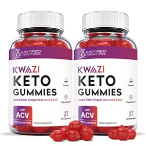 Justified Laboratories (2 Pack) Kwazi Keto Gummies 1000MG ACV with Pomegranate Juice Beet Root B12 120 Gummys