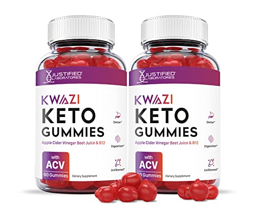 Justified Laboratories (2 Pack) Kwazi Keto Gummies 1000MG ACV with Pomegranate Juice Beet Root B12 120 Gummys