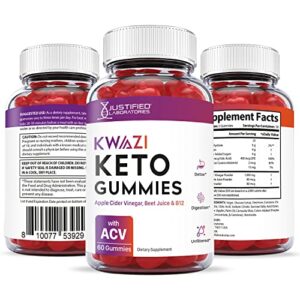 Justified Laboratories (2 Pack) Kwazi Keto Gummies 1000MG ACV with Pomegranate Juice Beet Root B12 120 Gummys