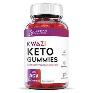 Justified Laboratories (2 Pack) Kwazi Keto Gummies 1000MG ACV with Pomegranate Juice Beet Root B12 120 Gummys