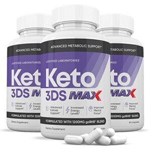 (3 pack) keto 3ds max 1200mg pills includes apple cider vinegar gobhb strong exogenous ketones advanced ketogenic supplement ketosis support for men women 180 capsules