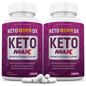 (2 pack) keto burn dx max pills 1200mg includes includes apple cider vinegar gobhb exogenous ketones advanced ketosis support for men women 120 capsules
