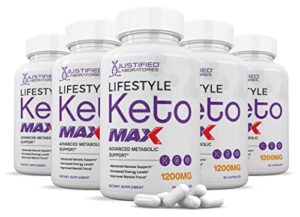 (5 pack) lifestyle keto max 1200mg pills includes apple cider vinegar gobhb strong exogenous ketones advanced ketogenic supplement ketosis support for men women 300 capsules