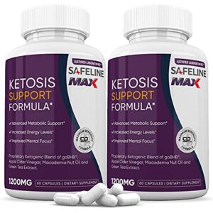 (2 pack) safeline keto max 1200mg pills ketogenic supplement includes gobhb apple cider vinegar macadamia nut oil and green tea advanced ketosis support for men women 120 capsules