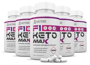 (5 pack) f1 keto max 1200mg pills includes apple cider vinegar gobhb strong exogenous ketones advanced ketogenic supplement ketosis support for men women 300 capsules