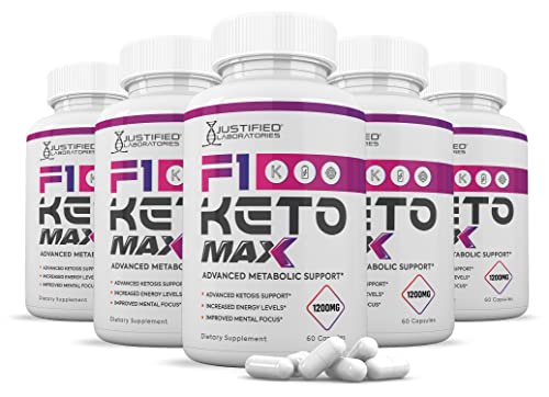 (5 Pack) F1 Keto Max 1200MG Pills Includes Apple Cider Vinegar goBHB Strong Exogenous Ketones Advanced Ketogenic Supplement Ketosis Support for Men Women 300 Capsules