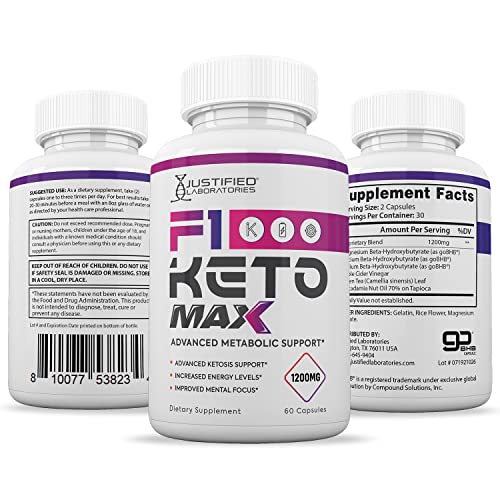 (5 Pack) F1 Keto Max 1200MG Pills Includes Apple Cider Vinegar goBHB Strong Exogenous Ketones Advanced Ketogenic Supplement Ketosis Support for Men Women 300 Capsules