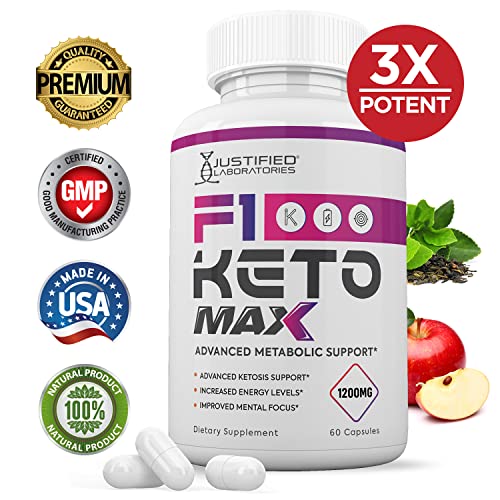 (5 Pack) F1 Keto Max 1200MG Pills Includes Apple Cider Vinegar goBHB Strong Exogenous Ketones Advanced Ketogenic Supplement Ketosis Support for Men Women 300 Capsules