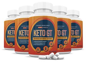 (5 pack) keto gt advanced includes apple cider vinegar gobhb exogenous ketones keto pills supplement premium ketosis support for men women 300 capsules