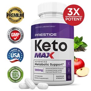 Prestige Keto Max 1200MG Pills Includes Apple Cider Vinegar goBHB Strong Exogenous Ketones Advanced Ketogenic Supplement Ketosis Support for Men Women 60 Capsules