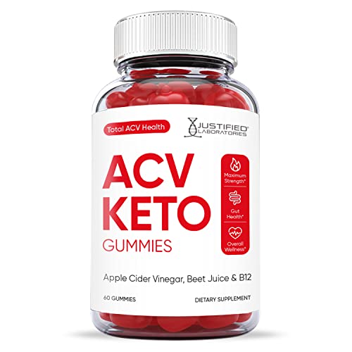 Justified Laboratories Total ACV Heath Keto Gummies 1000MG with Pomegranate Juice Beet Root B12 60 Ketos Gummys