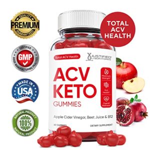 Justified Laboratories Total ACV Heath Keto Gummies 1000MG with Pomegranate Juice Beet Root B12 60 Ketos Gummys