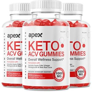 (3 pack) apex keto acv gummies apex keto advanced formula overall wellness support (180 gummies)