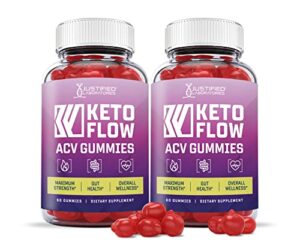 justified laboratories (2 pack) keto flow acv gummies 1000mg with pomegranate juice beet root b12 120 gummys