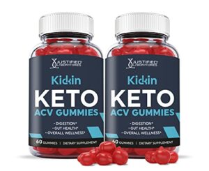 justified laboratories (2 pack) kickin keto acv gummies 1000mg with pomegranate juice beet root b12 120 gummys