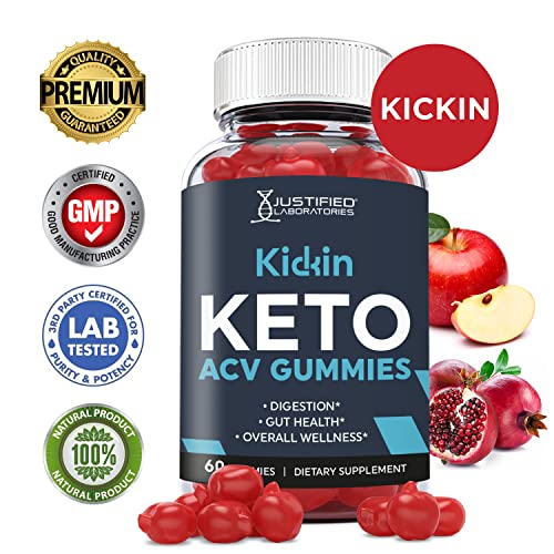 Justified Laboratories (10 Pack) Kickin Keto ACV Gummies 1000MG with Pomegranate Juice Beet Root B12 600 Gummys