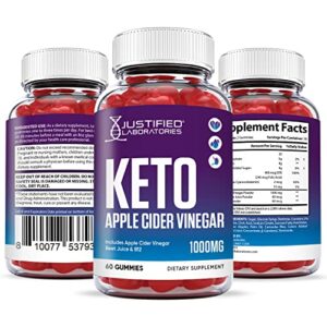 Justified Laboratories (3 Pack) Keto Apple Cider Vinegar Gummies 1000MG ACV Made from The Mother with Pomegranate Juice Beet Root B12 180 Gummys