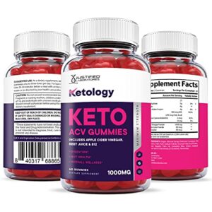 Justified Laboratories (10 Pack) Ketology Keto ACV Gummies 1000MG with Pomegranate Juice Beet Root B12 600 Gummys